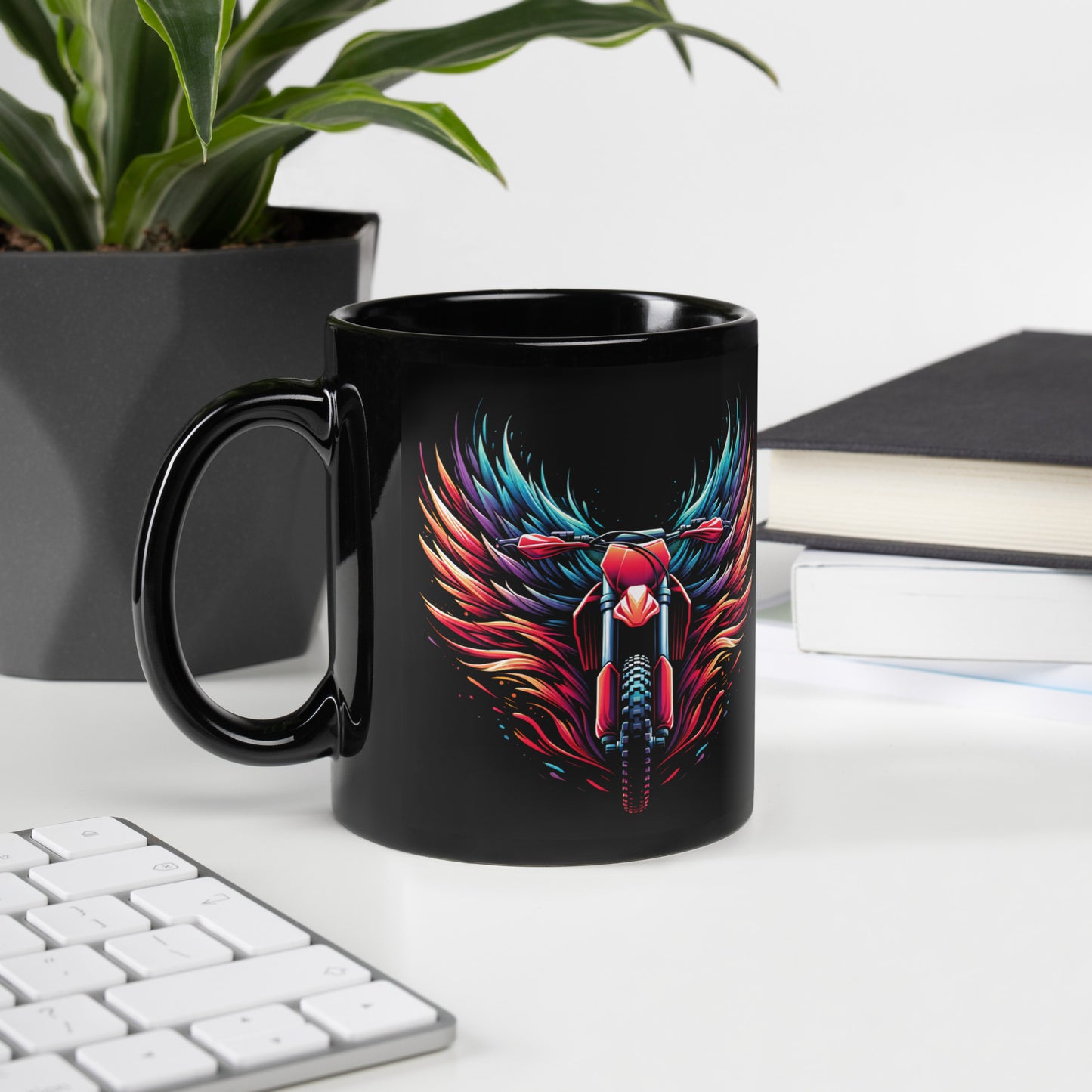 Dirt Bike with Wings - Black Glossy Mug