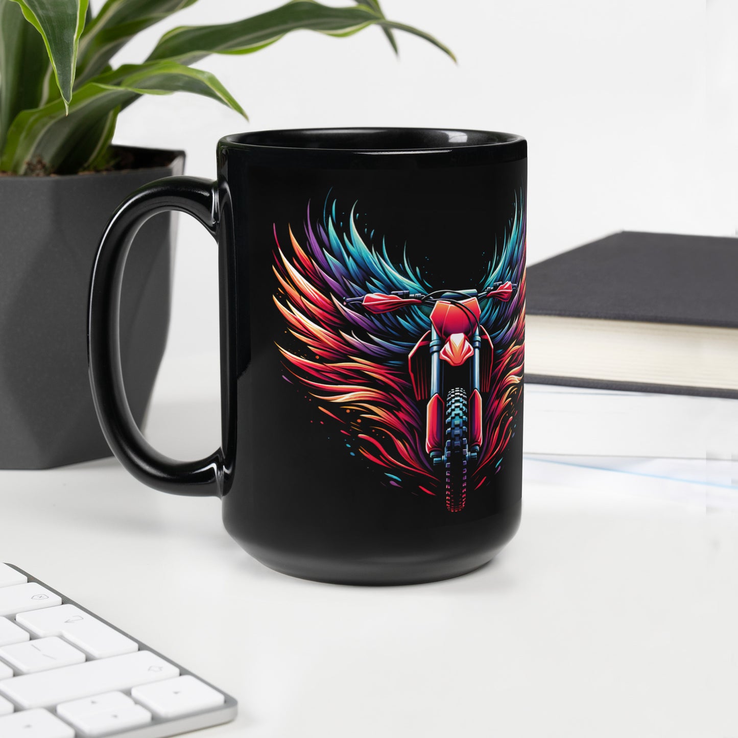 Dirt Bike with Wings - Black Glossy Mug